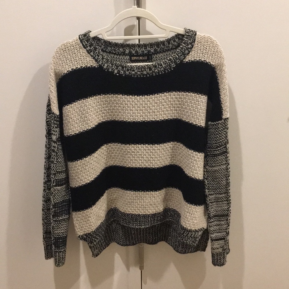 Black and cream cashmere sweater